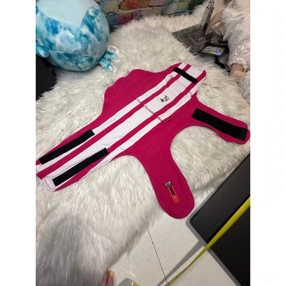 ThunderShirt Dog Anxiety Vest Pink White Striped Calming Wrap Jacket Medium